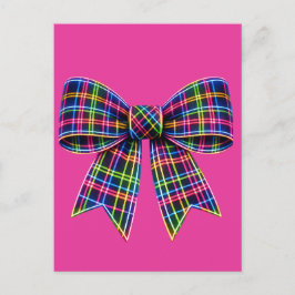 Rosa neonbåge Tartan band skotsk söt Vykort