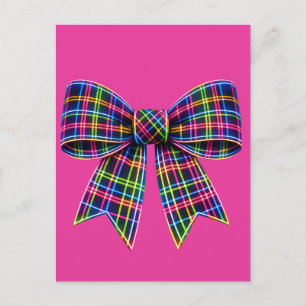 Rosa neonbåge Tartan band skotsk söt Vykort