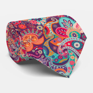 Rosa neonPaisley blommönster Slips