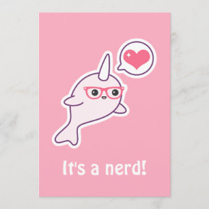 Rosa Nerd Narwhal Baby Shower-inbjudningar Inbjudningar