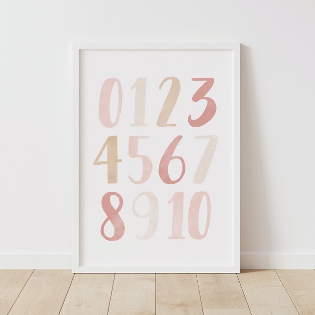 Rosa neutrala siffror flicka för barnkammardekor poster (Skapare uppladdad)