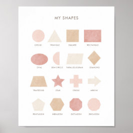 Rosa Neutralt Shapes Educational Classroom Decor Poster