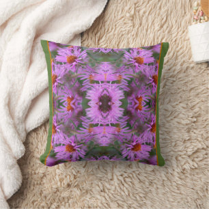 Rosa New England Aster Flowers Abstrakt Kudde
