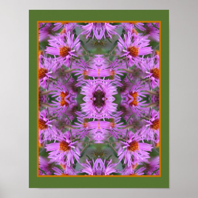 Rosa New England Aster Flowers Abstrakt Poster (Framsidan)