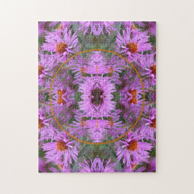 Rosa New England Aster Flowers Add Your Photo Pussel (Vertikal)