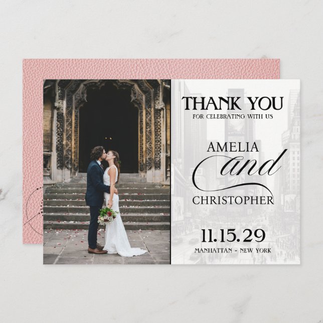 Rosa New York City Passport Tack Kort (Fram/baksida)