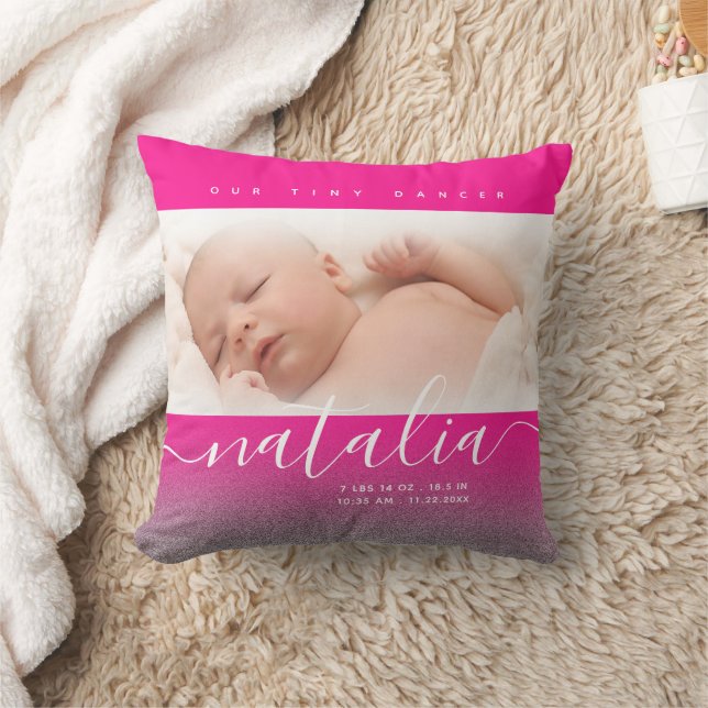 Rosa Newborn Baby Photo Glitter Kudde (Filt)