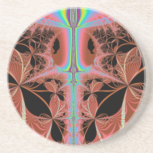 Rosa Nightgown with Rainbow Laser Abstrakt Underlägg Sandsten (Framsidan)