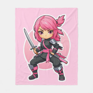 Rosa Ninja Girl Fleecefilt