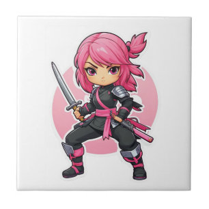 Rosa Ninja Girl Kakelplatta