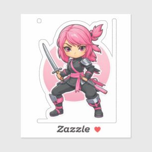 Rosa Ninja Girl Klistermärken