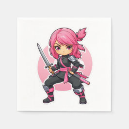 Rosa Ninja Girl Pappersservett