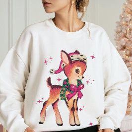 ROSA NOEL Cute Retro Reindeer Helgdag Gnistra Jula T Shirt