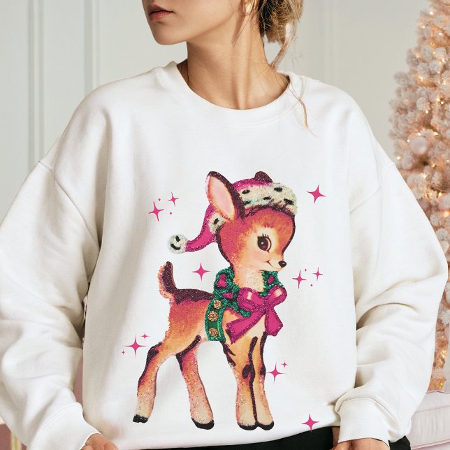 ROSA NOEL Cute Retro Reindeer Helgdag Gnistra Jula T Shirt (Skapare uppladdad)