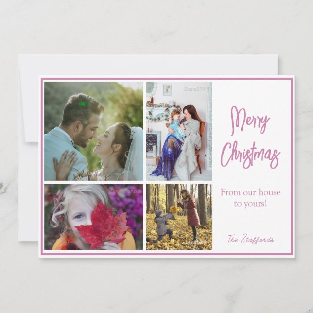 Rosa Noel Photo jul Card Julkort (Framsida)