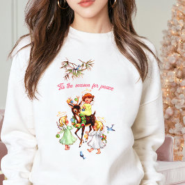 ROSA NOEL Vintage Julafton Reindeer Angel Anpassni T Shirt