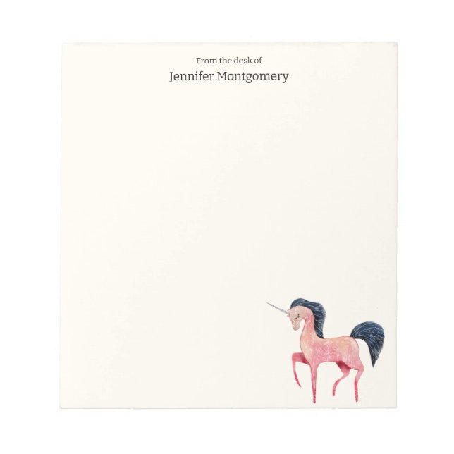 Rosa Nordic Unicorn with Black Mane Anteckningsblock (Framsida)