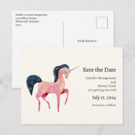 Rosa Nordic Unicorn with Black Mane Meddelande Vykort