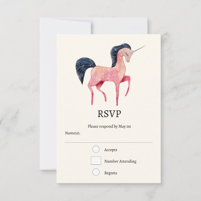 Rosa Nordic Unicorn with Black Mane OSA Kort (Framsida)