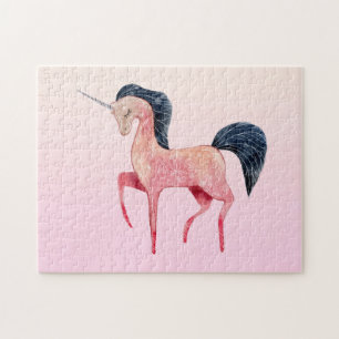 Rosa Nordic Unicorn with Black Mane Pussel