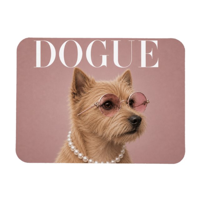 Rosa Norwich Terrier Hund Covergirl Magnet (Horisontell)