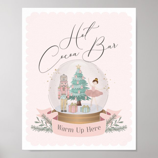 rosa nötcracker babydusch hett cocoa pub-tecken poster (Framsidan)