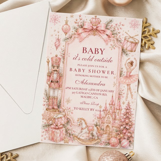 Rosa nötknäppare-babyshower inbjudningar (Skapare uppladdad)