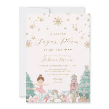 Rosa nötknäppare balett baby shower inbjudan