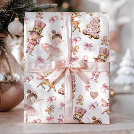 Rosa nötknäppare barn julinpackningspapper presentpapper