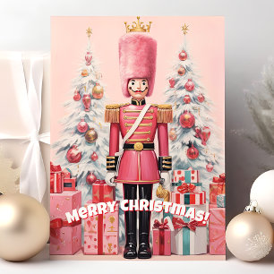 Rosa nötknäppare God Jul Helgkort