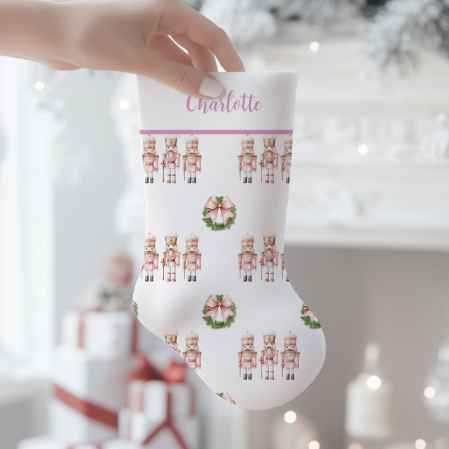 Rosa nötknäppare nostalgisk  liten julstrumpa (Pink Nutcracker Christmas Stocking)