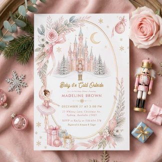 Rosa nötknäppare Sugar Plum Baby Shower Inbjudningar