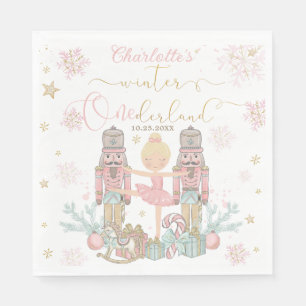 Rosa nötknäppare vinter Onederland 1-årsdag Pappersservett