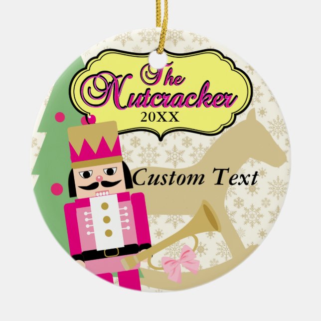 Rosa nötknäpparebalett julgransprydnad keramik (Framsidan)