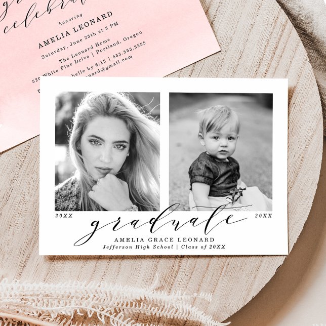 Rosa | Nu och sedan Photo Studentfest Inbjudningar (Skapare uppladdad)