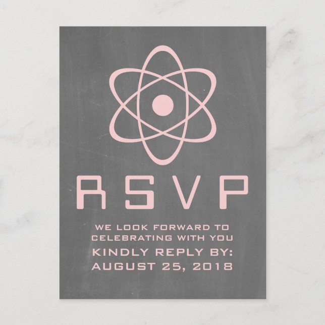 Rosa Nuclear Chalkboard OSA Postcard Inbjudan Vykort (Framsida)