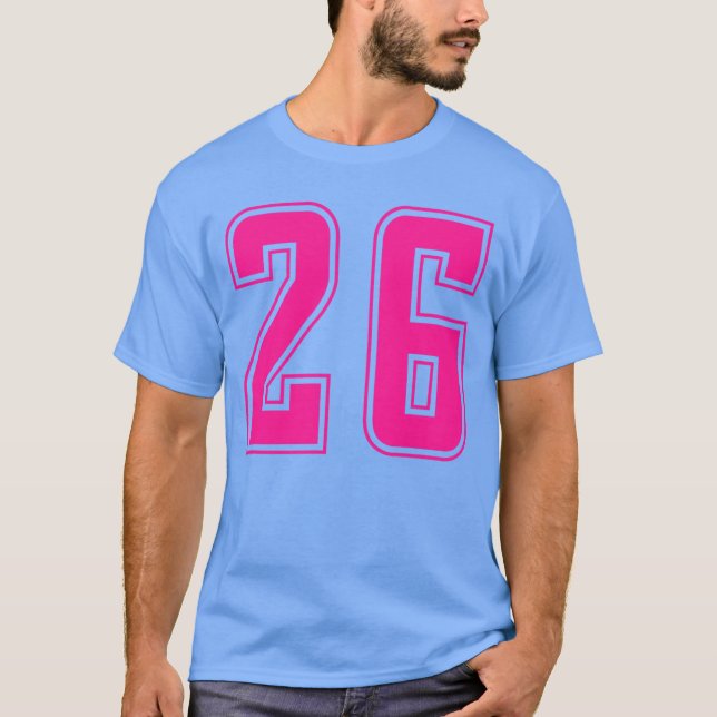 Rosa nummer 26eam Junior College Idrott Rosa Numre T Shirt (Framsida)