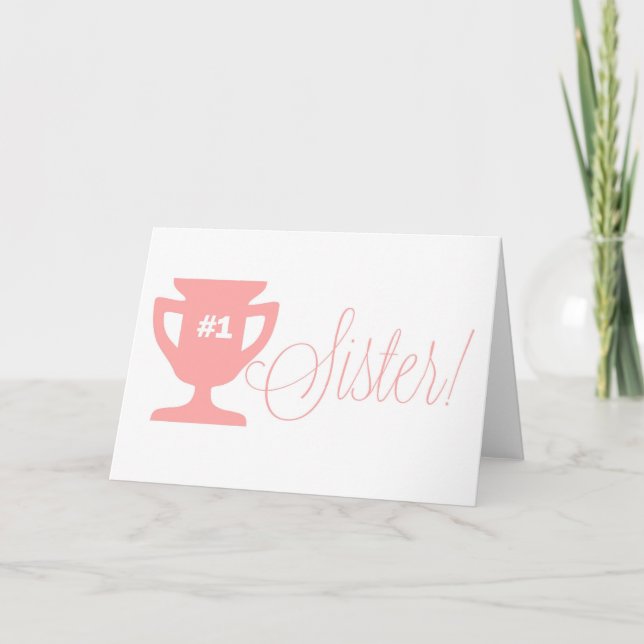 Rosa nummer ett Syster Trophy Grattis på födelseda Kort (Framsida)