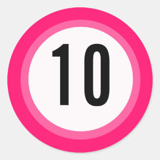 Rosa Nummeretikett Runt Klistermärke