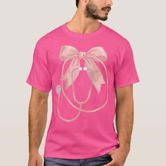 Rosa Nurse Coquette Bow Stethoscope Medica T Shirt