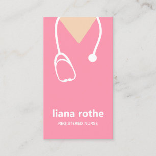 Rosa Nurse Scrubs and Stethoscope Affärskort Visitkort