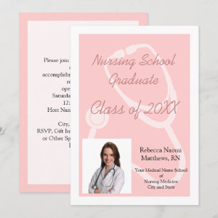 Rosa Nursing School Photo Studenten annons Inbjudningar