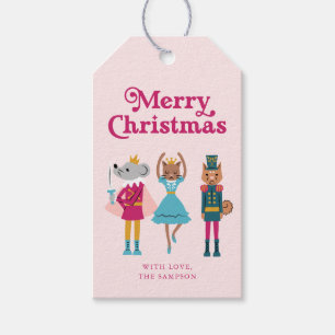 Rosa Nutcracker Animal God jul Presentetikett