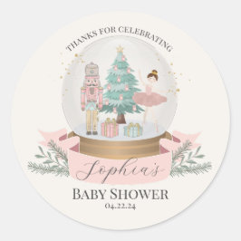 Rosa Nutcracker Baby Shower-favoriter Runt Klistermärke