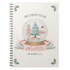 Rosa Nutcracker Baby Shower First Year Milestone Anteckningsbok