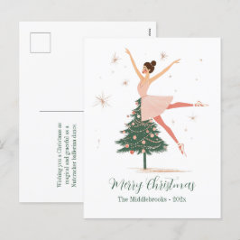 Rosa Nutcracker Ballerina Postcard Helg Vykort