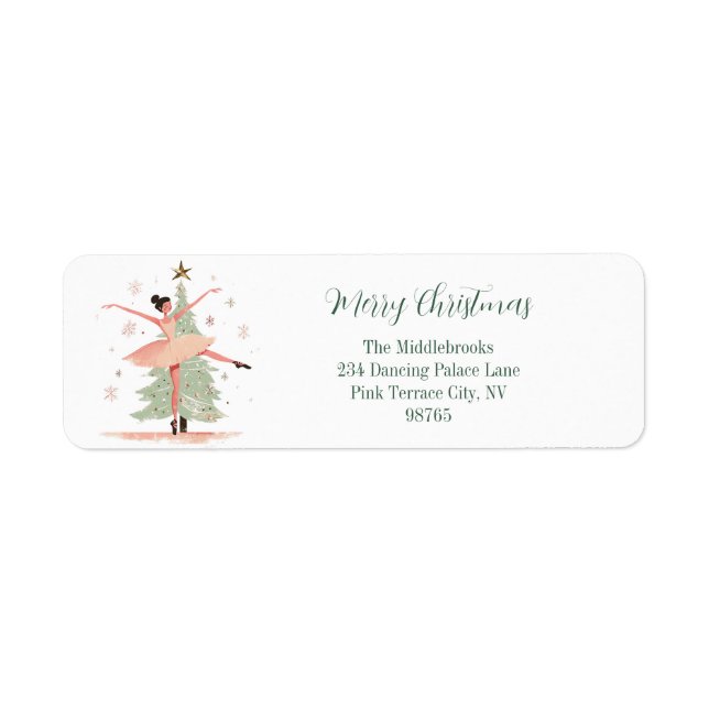 Rosa Nutcracker Ballerina Returetiketter Returadress Etikett (Framsidan)