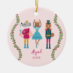 Rosa Nutcracker Ballet Animal Girls Julgransprydnad Keramik