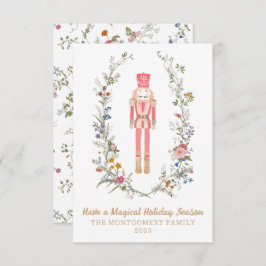 Rosa Nutcracker Ballet Blomjulkort Tack Kort