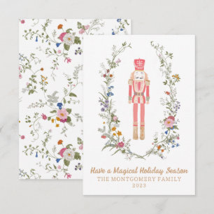 Rosa Nutcracker Ballet Blomjulkort Tack Kort
